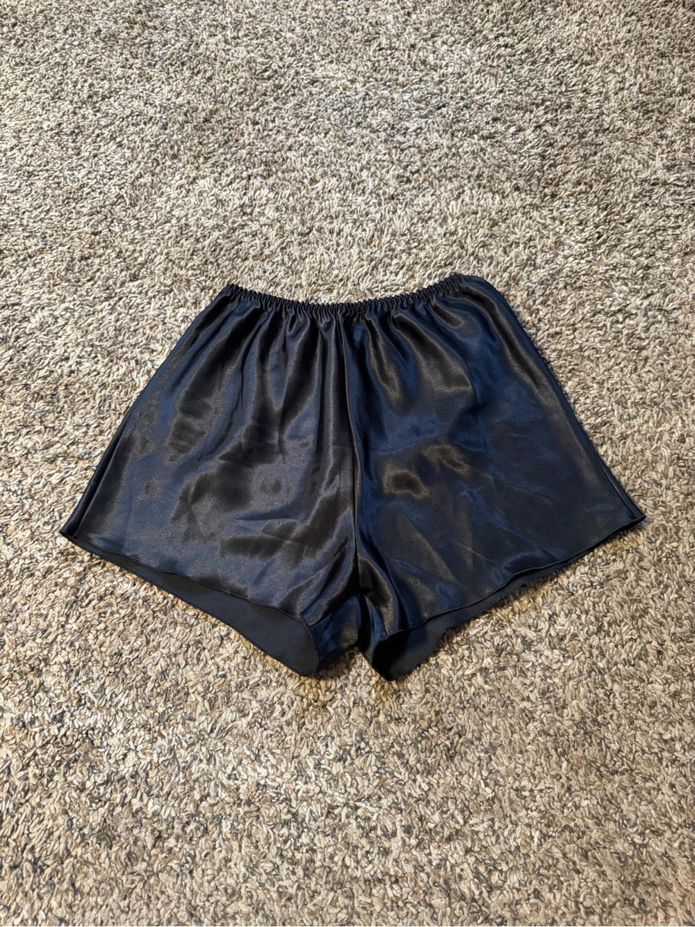 Black Satin Women’s Elastic Waist Shorts